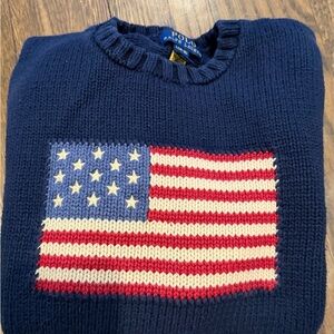 Polo by Ralph Lauren Blue Sweater with Flag Design